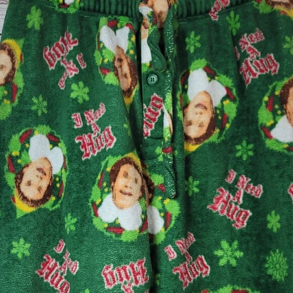 2/$15 ELF Movie Mens Christmas Fleece Pajama Pants Green Large Drawstring PullOn - Picture 3 of 8